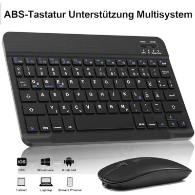 QWERTZ-Tastatur Bluetooth Kabellos Keyboard Maus für iPad Android Windows Tablet