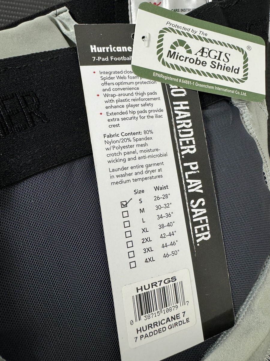 Cramer Hurricane 5 Pad Football Girdle, With Thigh, Hip And Tailbone Pads, Sz Sm