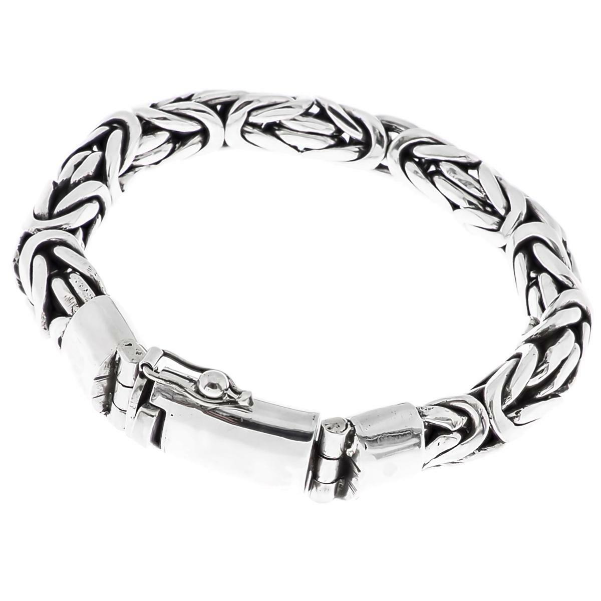 12mm Mens Oval Byzantine Chain Handmade 925 Sterling Silver
