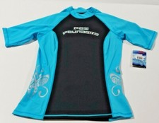 Rash Guard Women's Size XL Poi Pounders Black Front Turquoise Sides Short Sleeve