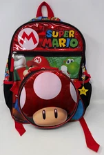 Super Mario Backpack with Detachable Mushroom Lunch Tote 16 Inch