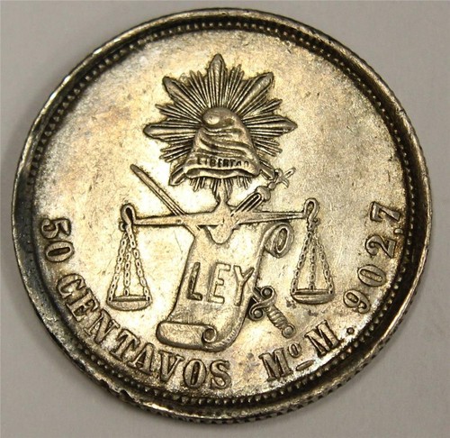 1886 Mo M Mexico 50 Centavos EF45 - Picture 2 of 2