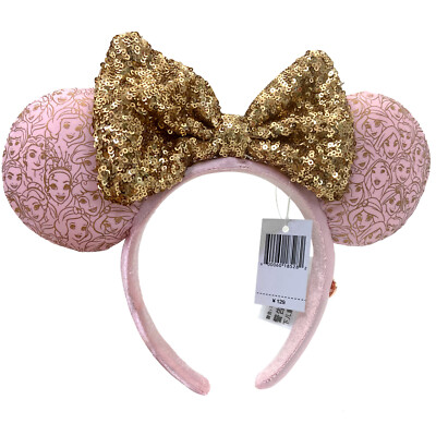 Disney Parks Princess Minnie Mouse Ears Pink & Gold Headband 2023