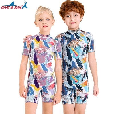 Kids One Piece Swimwear Upf50 Short Sleeve Sunsuit Quick Dry Surfing Ebay