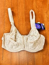 Bali Beige 34D Lace 'N Smooth Comfort U Design Stretch Lace Underwire Unlined