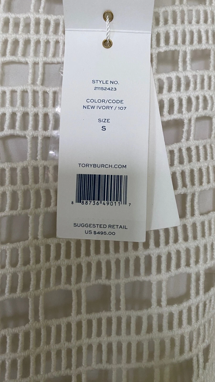 Splendido! Nuovo con etichetta! Abito Tory Burch nuovo avorio taglia small vendita al dettaglio $495