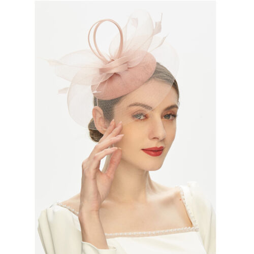 Fascinators Hats 20s 50s Hat Cocktail Tea Party Headwear with Veil Girls Women - Picture 22 of 60