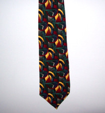 Jerry Garcia CLOCKWORKS Green Burgundy Gold Silk 57" Neck Tie made in USA #437