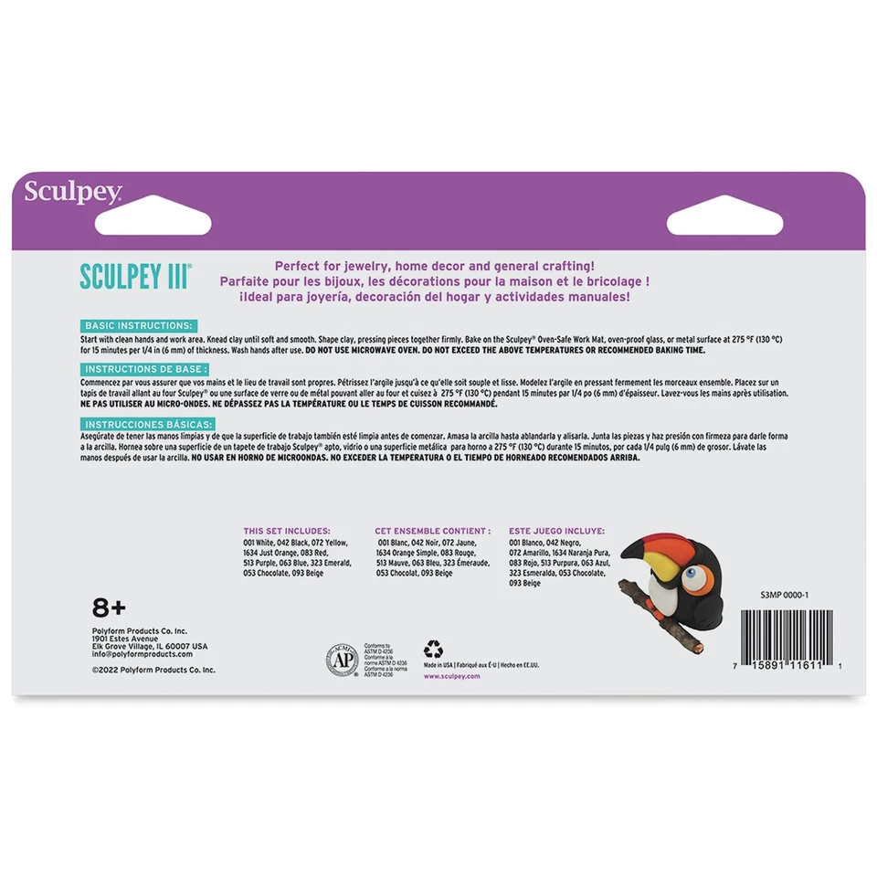 Sculpey III 10 Pack Non Toxic Polymer Oven Bake Clay Classic Colors for Crafts - Image 3 of 4