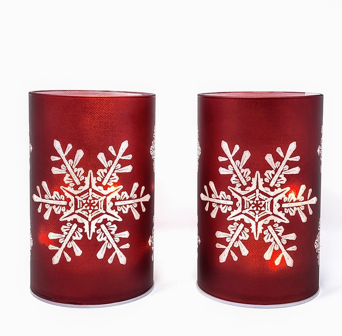 VALERIE PARR HILL Set Of 2 ILLUMINATED SNOWFLAKE PILLARS 5.5