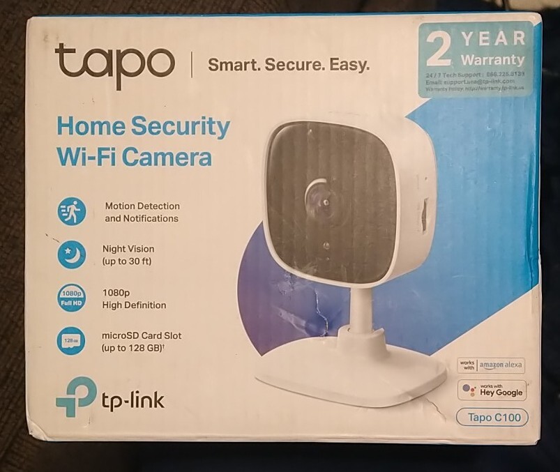 TP-Link Tapo C100 Indoor Home Security Wi-Fi HD 1080P Camera Amazon Alexa  Google
