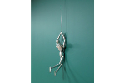 Resin Sleek Minimalist Climbing Man | Silver | Wall Art