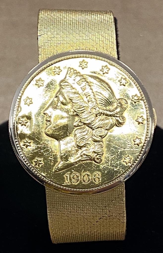 VACHERON CONSTANTIN 1906 TWENTY DOLLAR LIBERTY COIN 18K YG 34mm