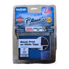 BROTHER P-TOUCH TZ-241 3/4" 18mm Black on White Tape New Crack And Peel Tape