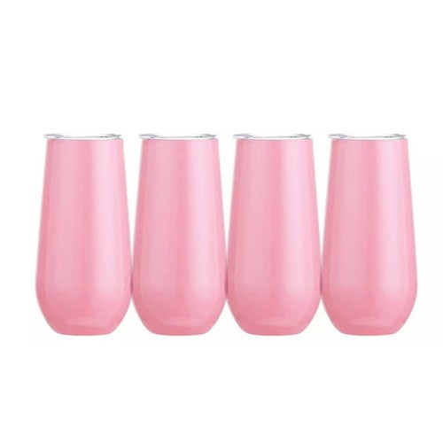 Champagne Flute Tumbler Stemless Double Insulated with Lid 6 Oz Tumbler - Picture 32 of 35