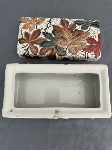 1940s Fall Leaves mosaic trinket dish, candlestick, vase Set Of 3 - Picture 16 of 21