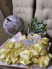 The Vintage Cosmetic Company Yellow Satin Hair Scrunchies 2-Pack NEW X 5