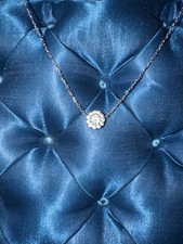 Silver necklace with round clear crystal pendant, 41–45 cm