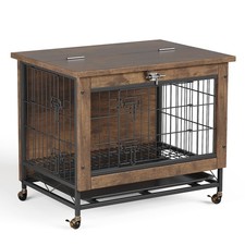 Wooden Puppy Cage Furniture Style Dog Crate End Table Pet Kennel House 2 Doors
