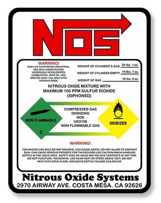 AUFKLEBER NOS LACHGAS SYSTEM FEUERLÖSCHER AUTO AUTO STICKER NA144