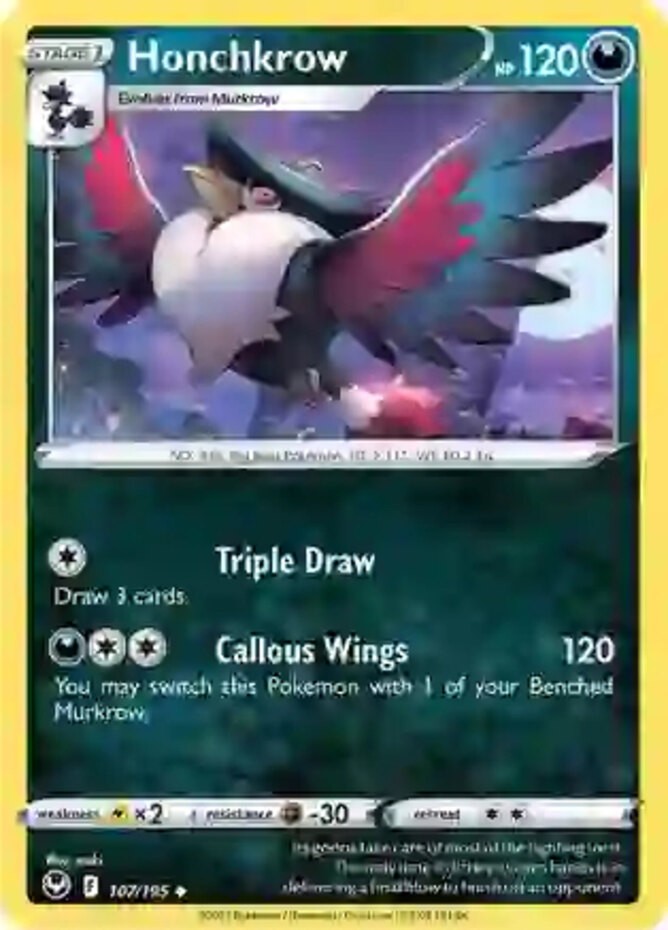Honchkrow - 107/195 - Uncommon - Reverse Holo - Lightly Played