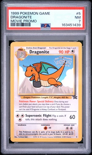 1999 POKEMON GAME MOVIE PROMO #5 DRAGONITE PSA 7