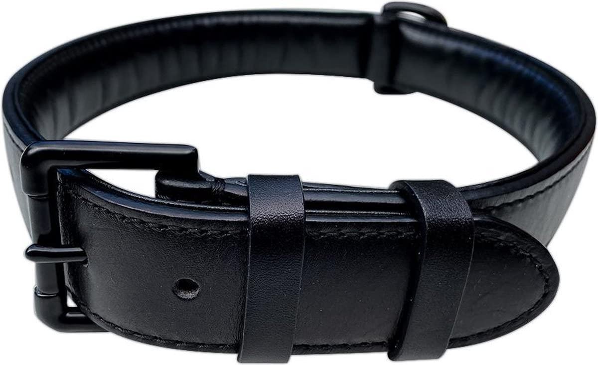 Collier pour chien en cuir anti-irritation noir réglable de 26 à 33cm