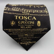 Antonio Ricci Tie Mens Black Silk Couture Music Theme Designer Neck Tie