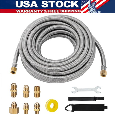 #ad #ad 36FT Propane Hose Extension High Pressure Braided Gas Line Hose Propane Conv.... $48.99
