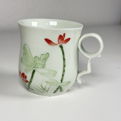 Teavana Celery Green Floating Lotus Fine Porcelain China Tea Coffee Cup