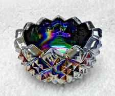 Vintage Purple Black Carnival Glass Open Salt Dip 1 3/4 W x 7/8 T