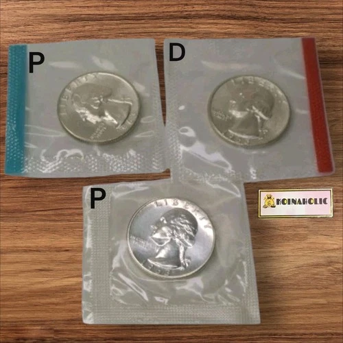 1963 PPD Washington Quarters 90% Silver BU & Gem Proof 3 Coin Year Set 🔥