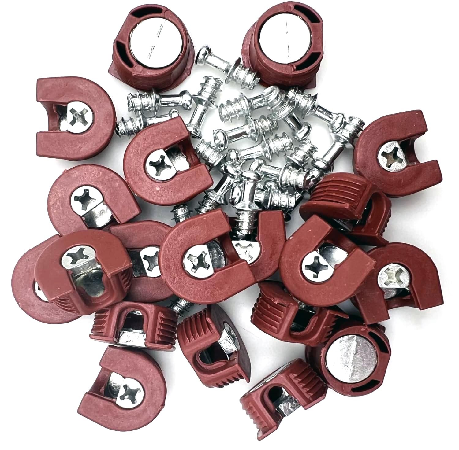 Cam Lock Shelf Support Pin Thread Cabinet Bracket Holder Stud Brown 20 PCS