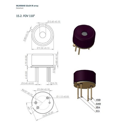 MLX90640 Sensor FOV 55x35 oder 110x75 Betriebstemperatur -40??C bis 85??C ABS Ma