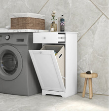 Bathroom Laundry Cabinet Storage Drawer Basket Single Hamper Unit Clothes Bin