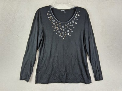 Gerry Weber Women's Long Sleeve Metallic Circles Knit Top Black Size L