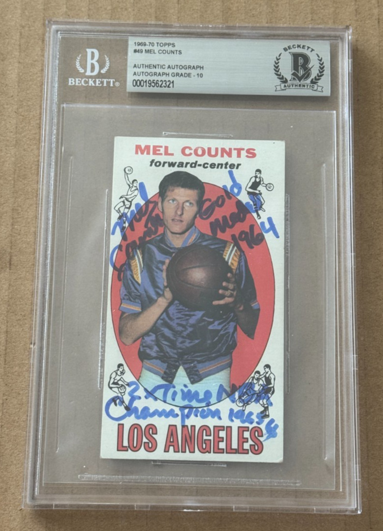 MEL COUNTS SIGNED 1969-70 TOPPS RC AUTO GRADE 10 W/2 INSCRIPTIONS BECKETT BAS