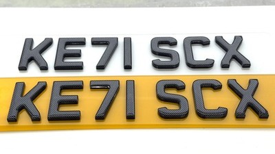 4D GEL CARBON FIBRE KRYSTAL BLACK 8mm ACRYLIC PAIR OF NUMBER PLATES SHOW PLATES