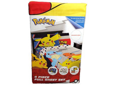 Kids Adults Pokemon Microfiber 4-Piece FULL Bedding Sheet Set Unisex Boys Girls