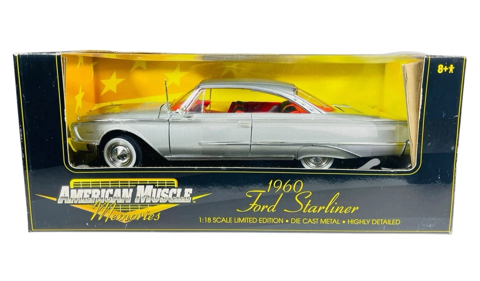 #32300 Ertl Memories Silver 1960 Ford Starliner ~ 1:18 2000 Sealed Diecast - Image 2 of 4