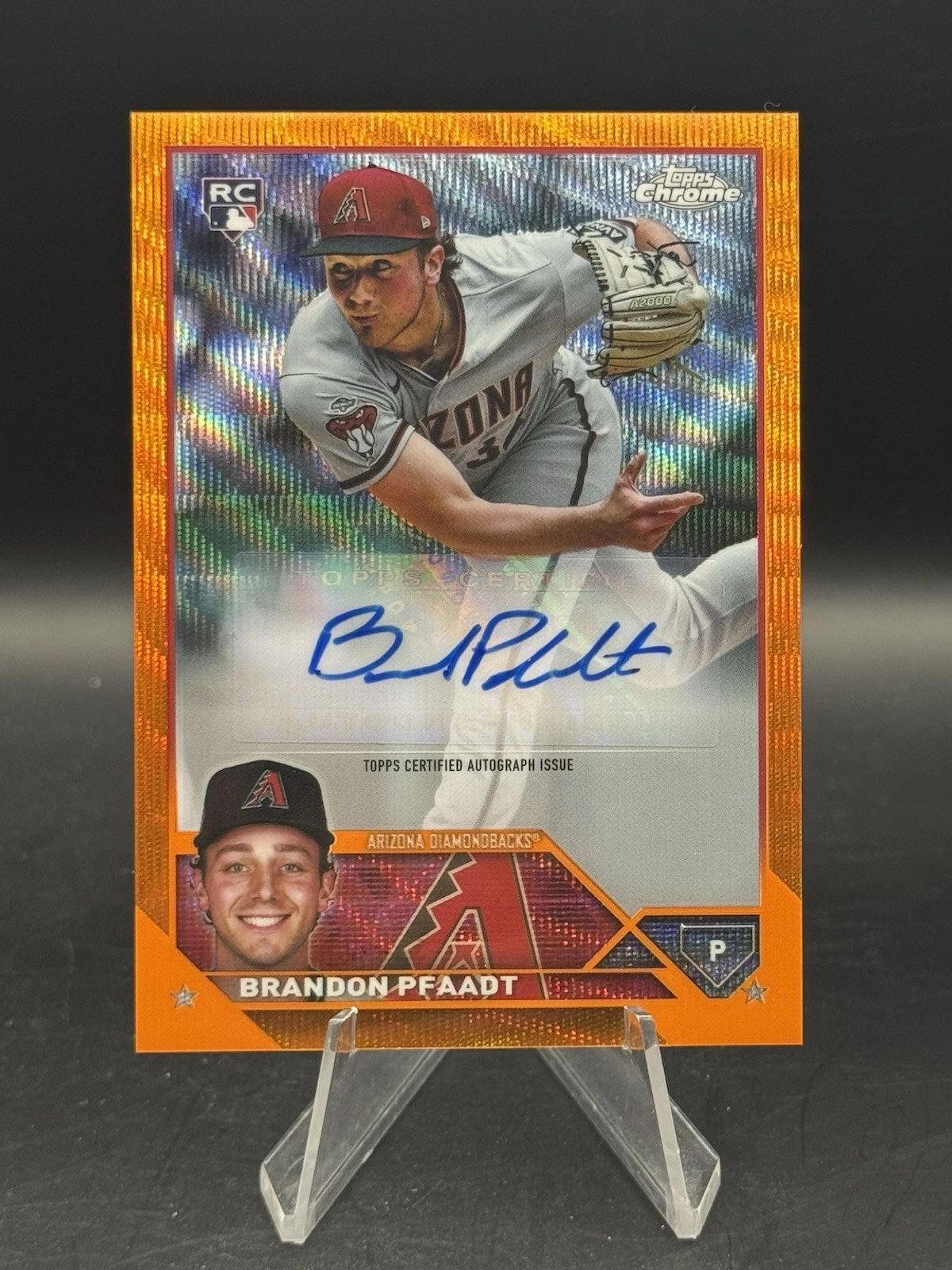 Brandon Pfaadt 2023 Topps Chrome Update Orange Wave Rookie Auto /25