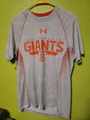 #ad San Francisco Giants Under Armour Shirt Mens Small Loose Heatgear Gray Baseball $19.68