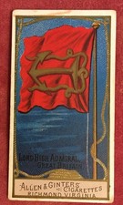 ALLEN & GINTER NAVAL FLAGS 1887cigarette card - GREAT BRITAIN  LORD HIGH ADMIRAL