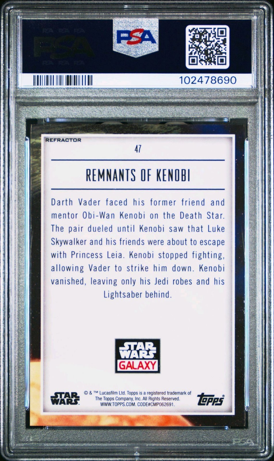 Remnants of Kenobi - 2023 Star Wars Galaxy Refractor  PSA 10 view 2