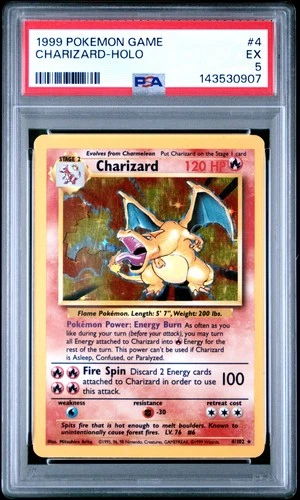 1999 POKEMON BASE SET UNLIMITED #4 CHARIZARD-HOLO PSA 5