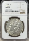 1902 MORGAN DOLLAR $1 SILVER NGC AU55 NICE LUSTER & DETAILS