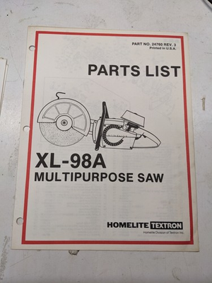 #ad HOMELITE PARTS LIST BOOK MANUAL CATALOG XL 98 A MULTI PURPOSE SAW REV3 $10.80
