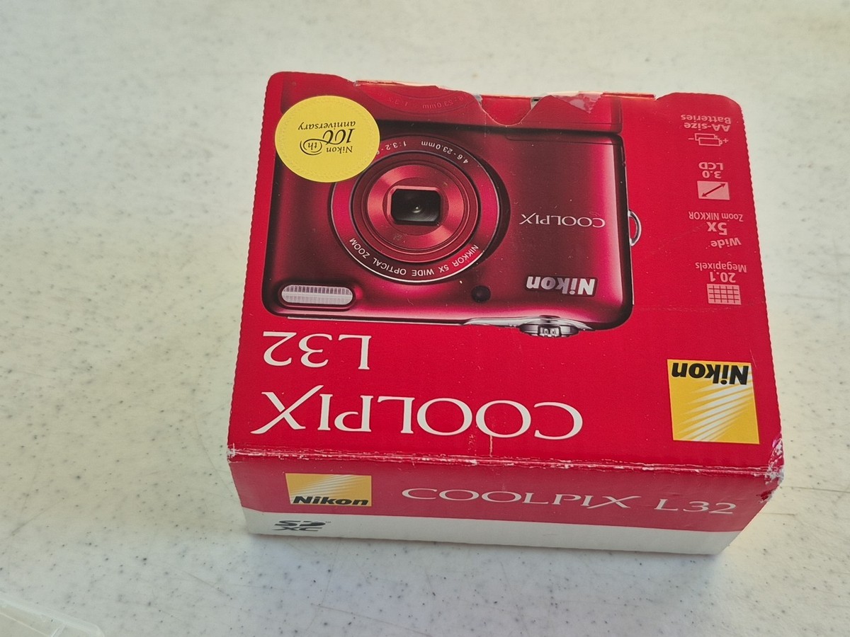 Nikon Coolpix L32 Red 20.1 Megapixel Digital Camera 5x Zoom New