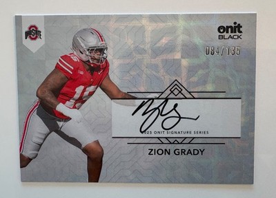 Zion Grady 2025 Onit Black Silver Version Auto /135 Ohio State Buckeyes
