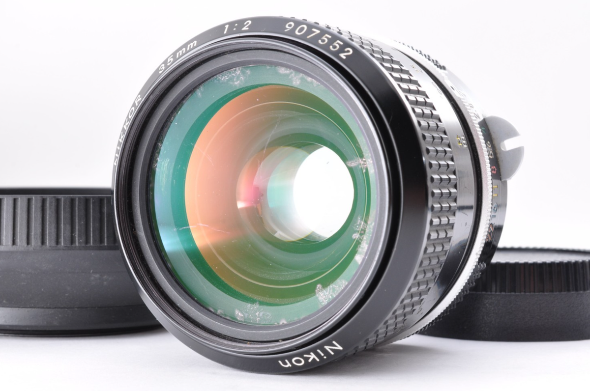 【美品】NIKKOR 35mm f/2 レンズニコン Nikon Nikkor 35mm F/2 Wide Angle Non-Ai Lens with hood 
